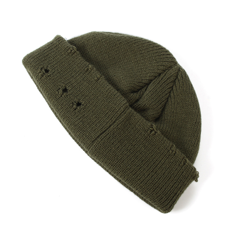 2024 Autumn and winter hole breaking ruffian solid color knitted female trendsetters street yarn versatile styling hat_voghion.com