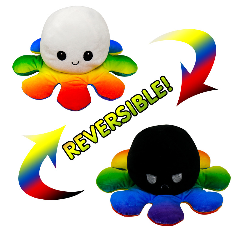 Flip Octopus Cute Multicolor Doll Double Face Expression Flip Octopus Doll Plush Toy display picture 2