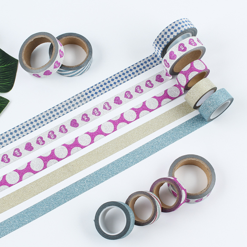 各色金葱和纸胶带定制撒粉可爱卡通diy手帐装饰烫金和纸胶带