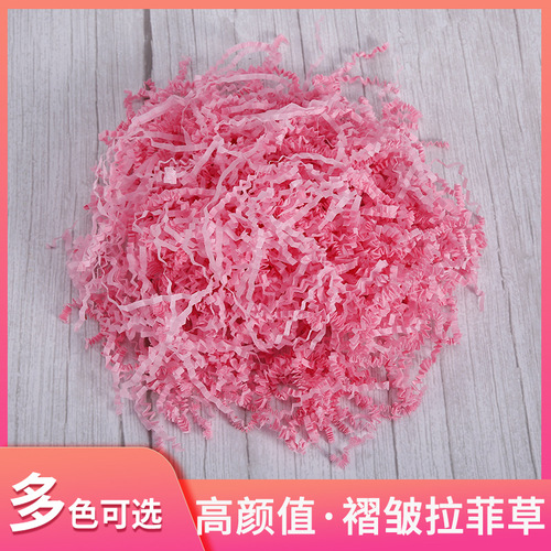 Factory Doku Number Creased Raffia Grass Filler Colorful Wave Paper Gift Box Candy Box Packaging Paper Fiber