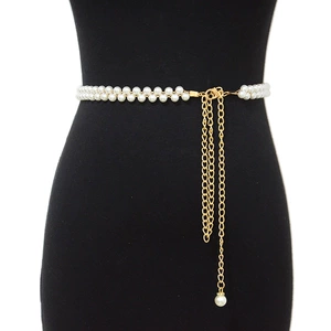 New Fashion Women's Pearl Waist Chain, Casual and Versatile Pearl String Metal Elegant Decoration Slim Waistband In Stock