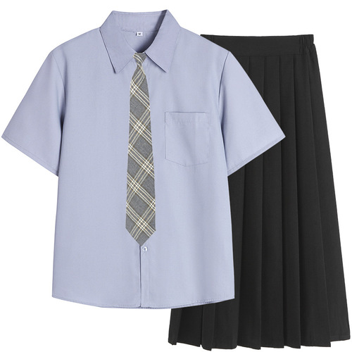 日系校服套装JK制服 基础学院风衬衫韩版中学生班服套装百褶裙jk