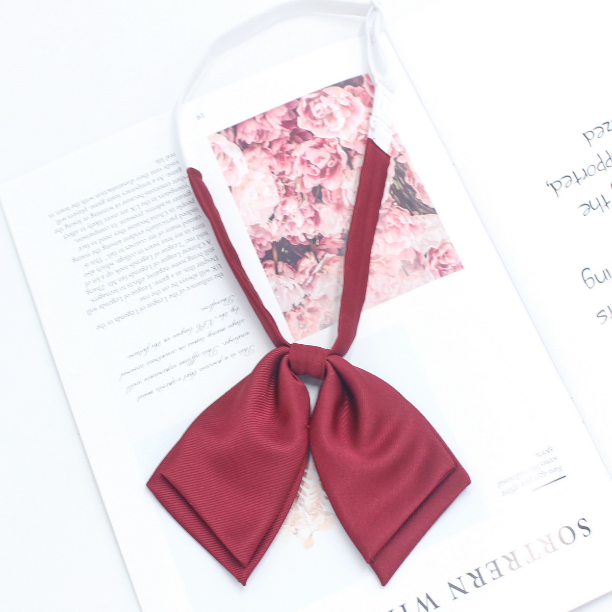 Directo de fábrica de color sólido de doble capa de sarga pajarita uniforme escolar de las niñas a juego arco coreano casual JK pajarita collar flor