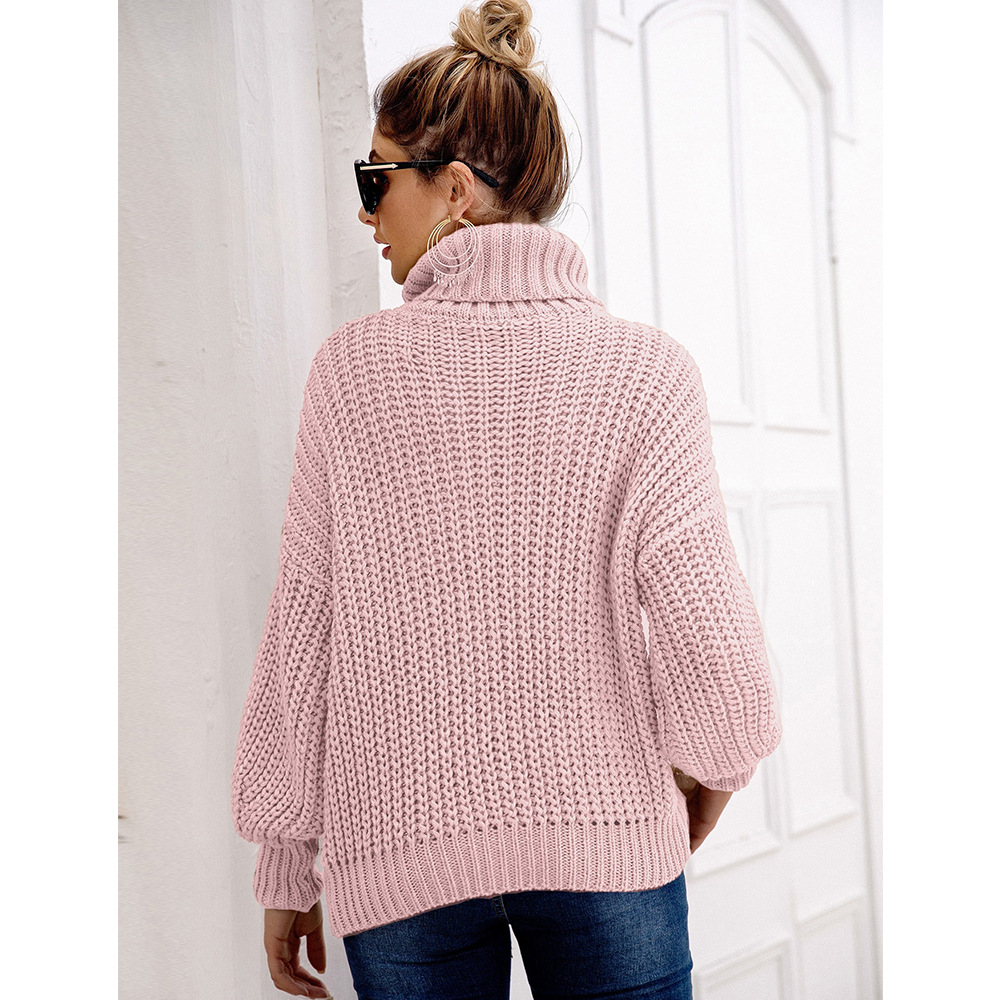 solid color long-sleeved turtleneck sweater  NSSA28586