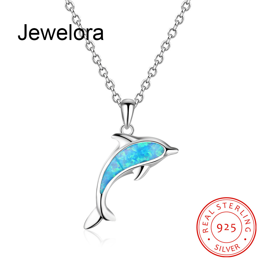 Opal Silver ornament Monopoly Animal Necklace Ocean Dolphin Pendant Europe and America Cross border Pendant One piece On behalf of