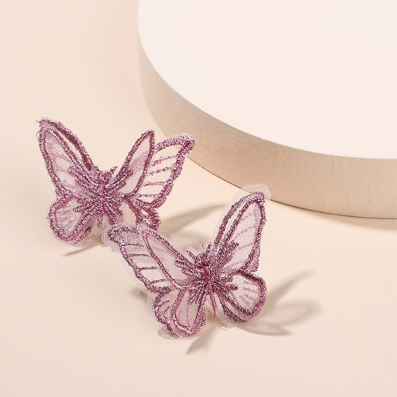 Women'S Gender Korea New Trendy Three-dimensional Chiffon Butterfly Earrings Fashion Earrings Wholesale Nihaojewelry