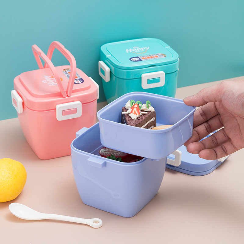 Japanese double-deck Lunch box portable Fruit box Lose weight Fat Reduction Bento Box Snacking Workers Microwave Oven heating