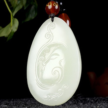 手工制作玉器新疆和田玉工艺品观音侧脸玉石吊坠挂饰厂家一件代发