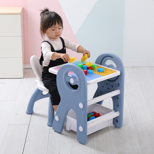 Children's Thick and Durable Drawing Board Building Blocks Table Kindergarten Indoor Children's Multi-purpose Indoor Assembled Toy Drawing Learning Desk