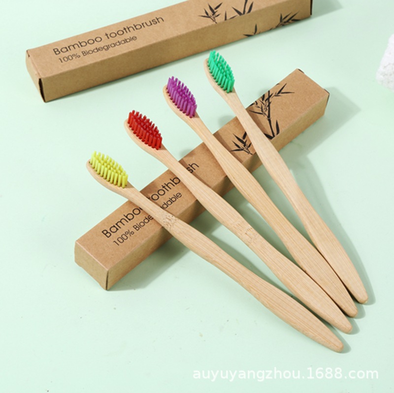 成人竹牙刷波浪尖尾平板酒店一次性竹牙刷成人新款竹牙刷软毛牙刷