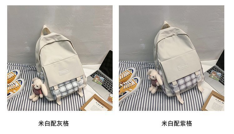 Schoolbag Korean Fashion Harajuku Cute Girl Student Small Fresh Contrast Color Plaid Backpack  Wholesale Nihaojewelry display picture 2