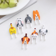 日本创意卡通小猫小狗水果叉套装动物水果签塑料二齿儿童水果叉子