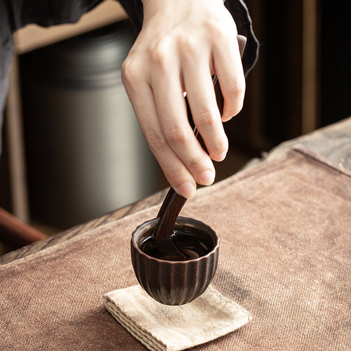 Creative Tea Ceremony Six Gentlemen Tea Clamp Set Tea Knife Black Sandalwood Kung Fu Tea Set Accessories Ceramic Tea Cylinder Backflow Incense Burner