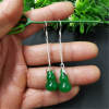 Fashionable green long earrings jade heart-shaped