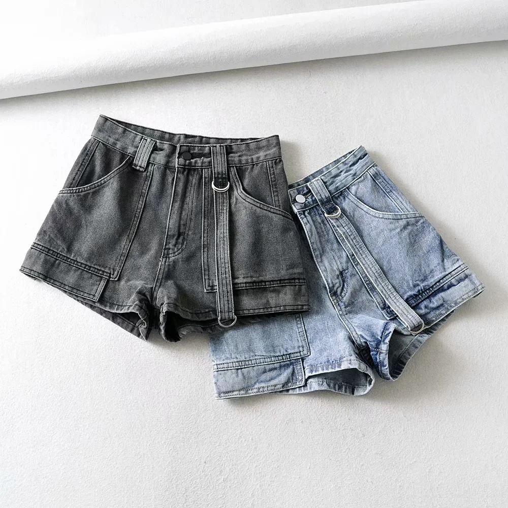 High waist pocket denim shorts  NSAC16278