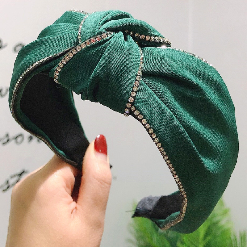 New High-end Boutique Hair Accessories Korean Double Drain Drill Middle Knot Wide Headband Creative Women&#39;s Hair Band display picture 8