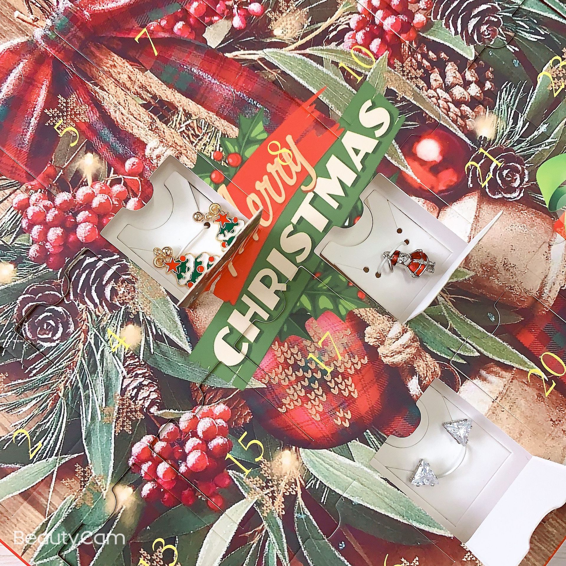 Unisex New Christmas jewelry gift countdown calendar advent necklace blind box earrings hand held gift box blind box_voghion.com