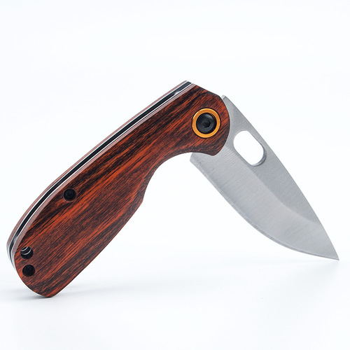 Outdoor folding knife multi-purpose knife high hardness portable self-defense survival knife outdoor small knife colored wood fruit knife