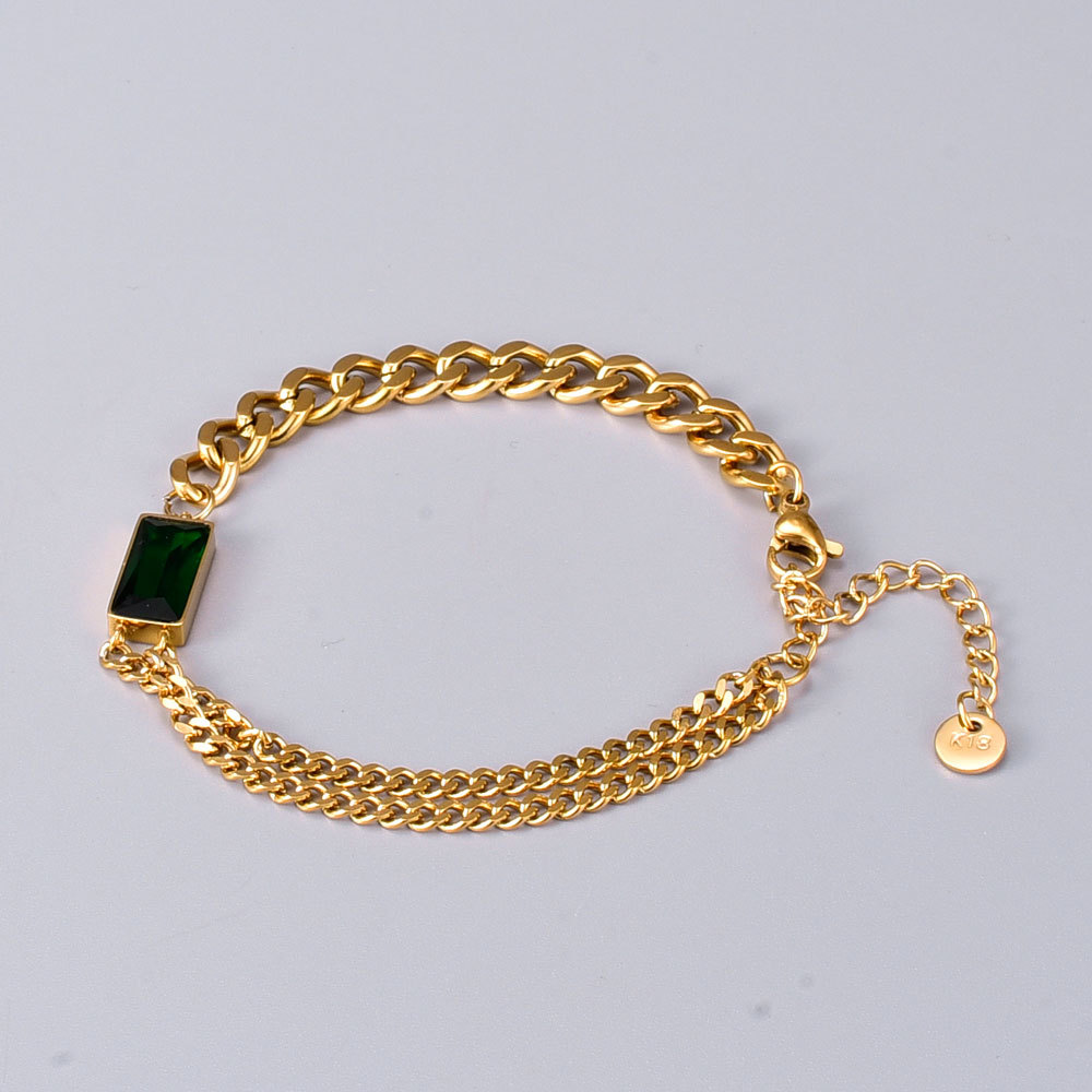 Nihaojewelry Titanium Steel 18k Gold Green Zircon Braceletwholesale Jewelry Accessories display picture 3