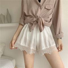 Island silk safety pants for women, anti-slip, can be worn outside, short shorts with lace edges, loose, large size, sleep pants, home use