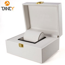 广州厂家精美手表礼品包装盒简约白色皮质翻盖pu手表盒现货批发
