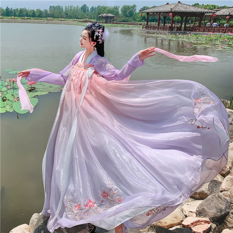 Ци грудь юбка Hanfu женская вышивка, талия, грудь, юбка, повседневная китайская одежда