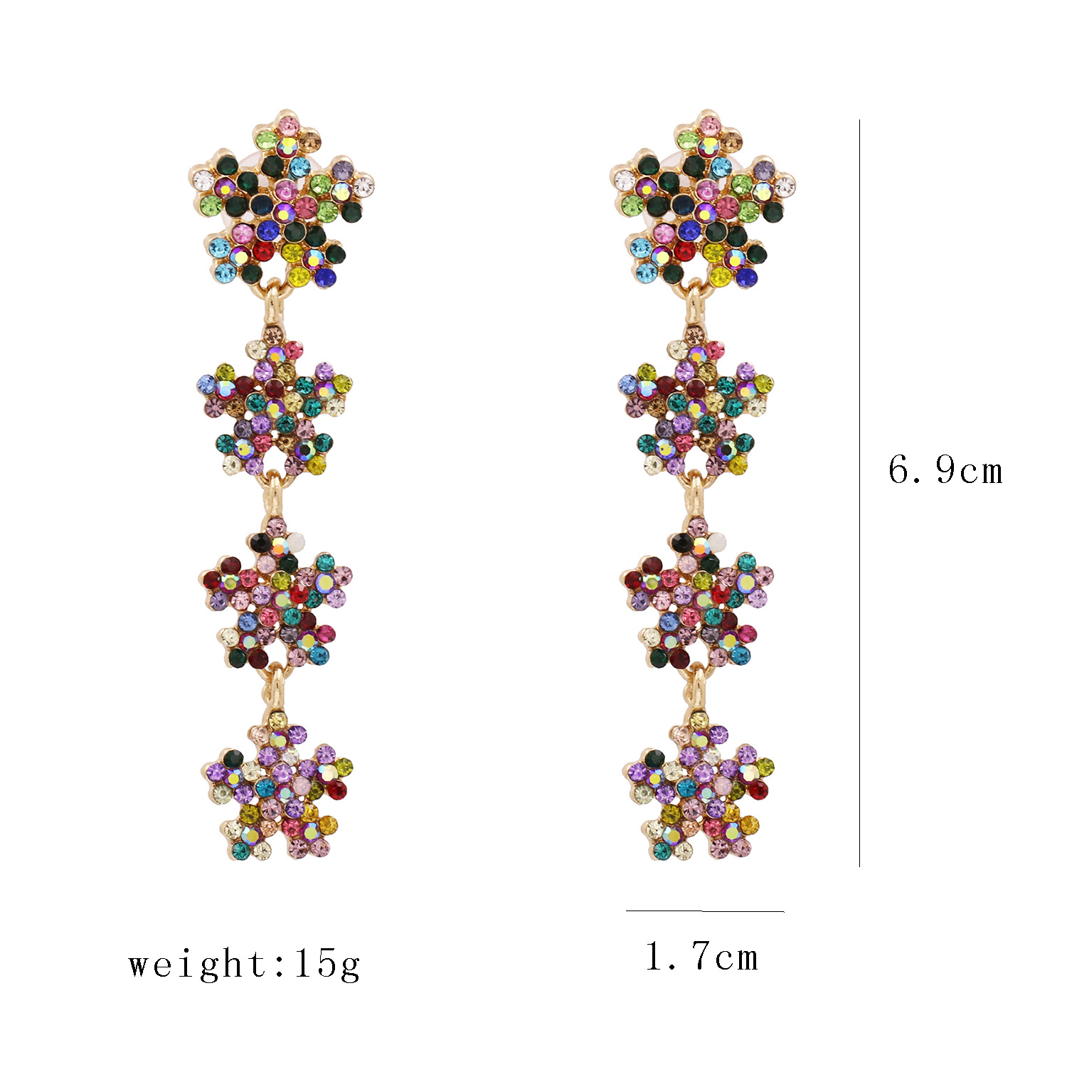 Retro Snowflake Flowers Diamond Earrings Exaggerated Personality Earrings display picture 1