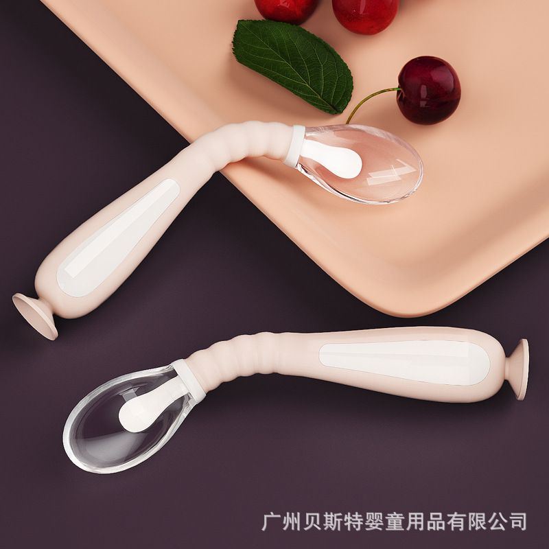 New baby silicone twist spoon baby silicone spoon supplementary food spoon feeding spoon (generation)