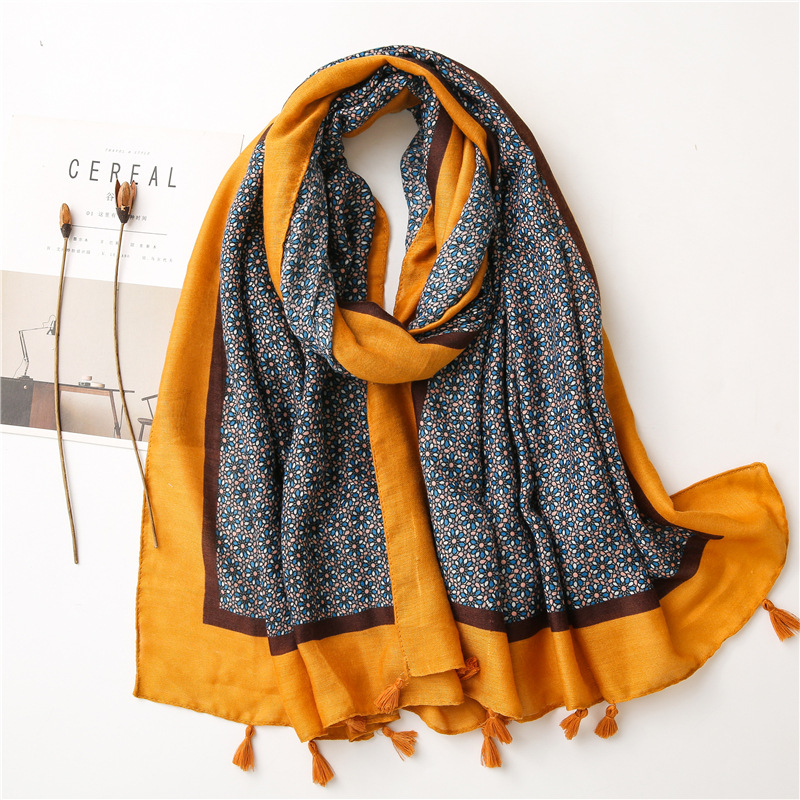 Retro Ethnic Style Small Flower Creative Cotton And Linen Scarf display picture 7