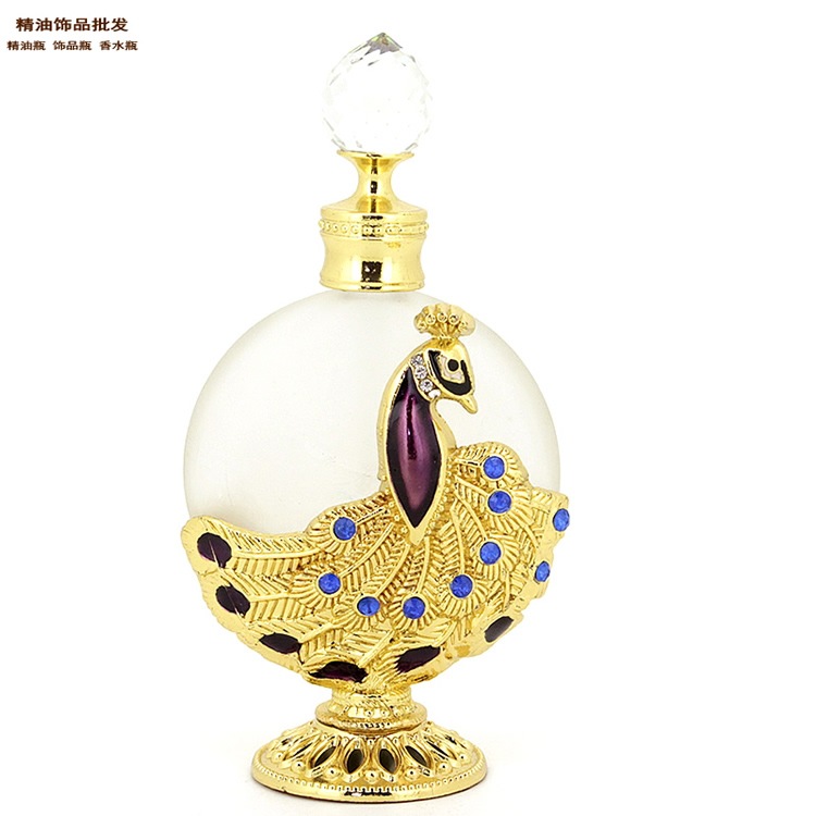 Proveedor de origen transfronterizo spot al por mayor botella de perfume de Oriente Medio de 30ml modelo pavo real botella de fragancia árabe botella vacía