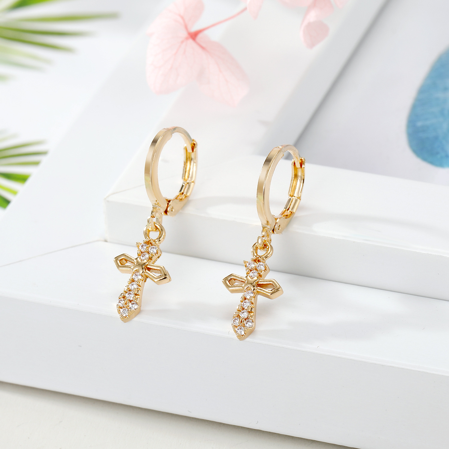 Copper Material Retro Fashion Ethnic Style Copper Artificial Gemstones Earrings