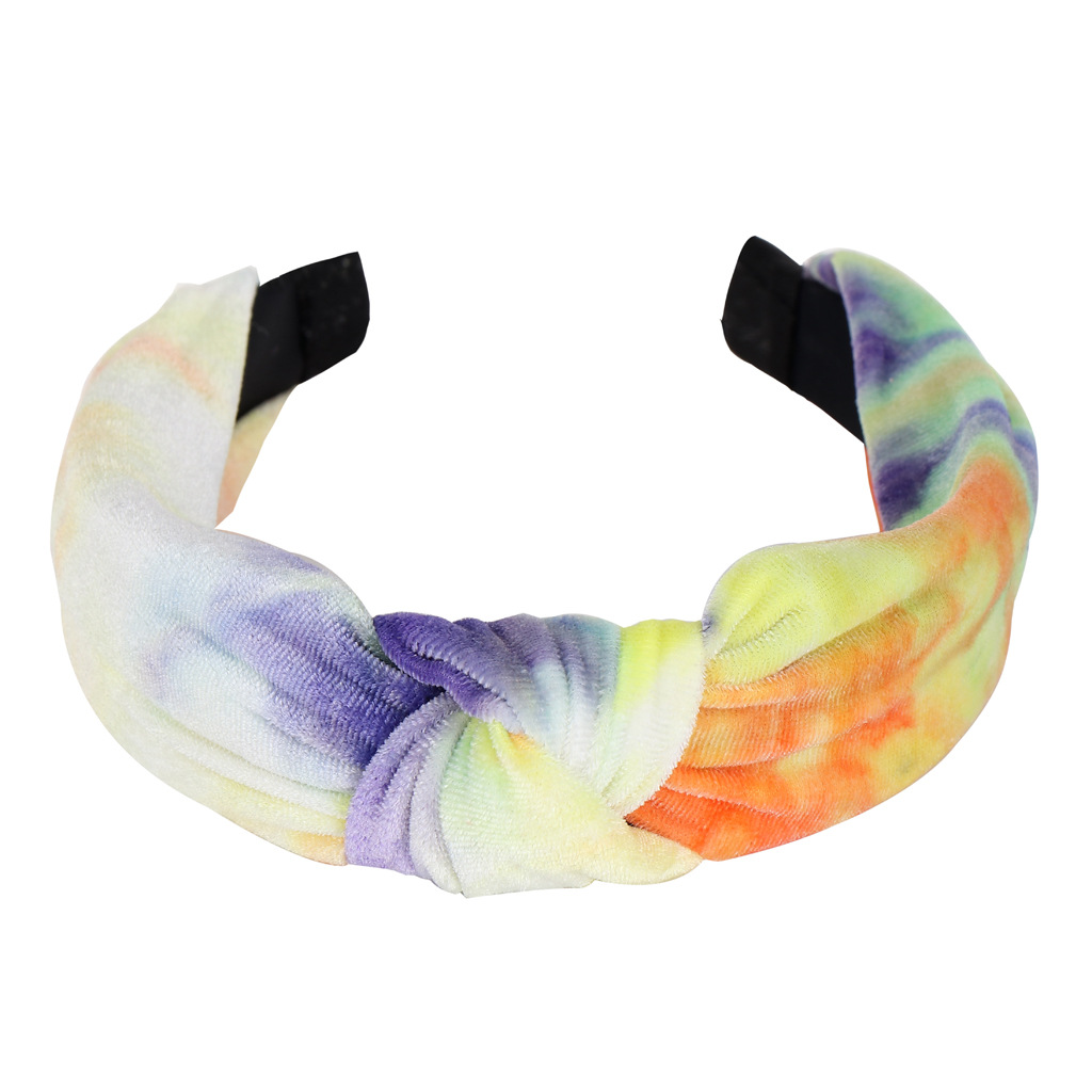 Korea's New Wild Tie-dye Hair Hoop Headband Trend Velvet  Hairband Nihaojewelry Wholesale display picture 4