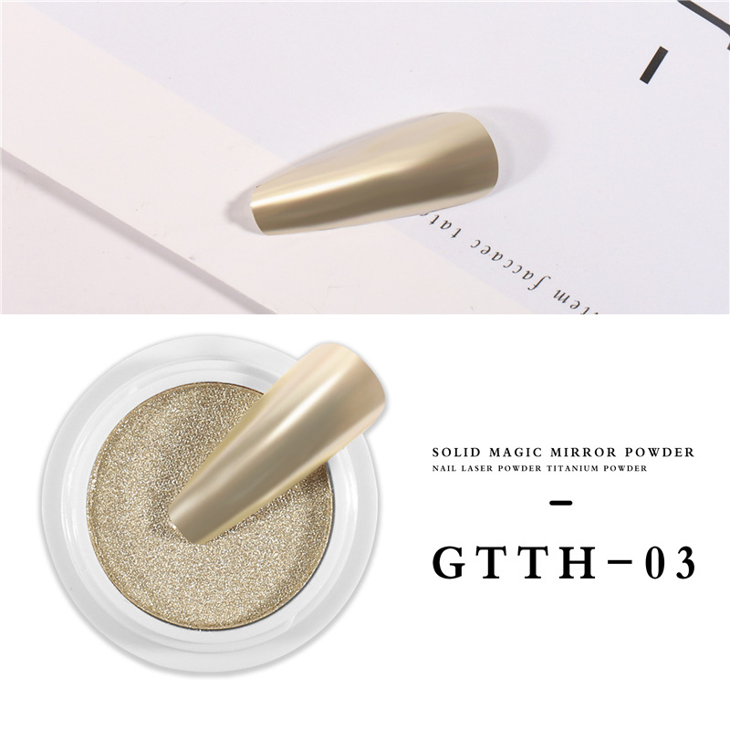 Polvo de espejo mágico sólido de uñas nuevo transfronterizo Espejo mágico de 6 colores Polvo de oro de lujo sólido Espejo mágico Polvo de oro de titanio súper brillante