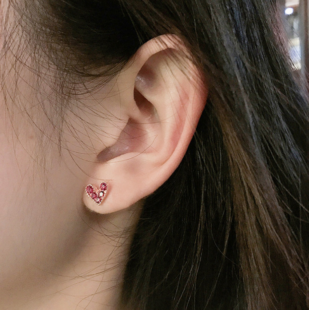 1 Pair Quantity Daily Occasion Alloy Material Wholesale Jewelry 1 Pair Sweet Heart Shape Alloy Artificial Gemstones Drop Earrings Ear Studs