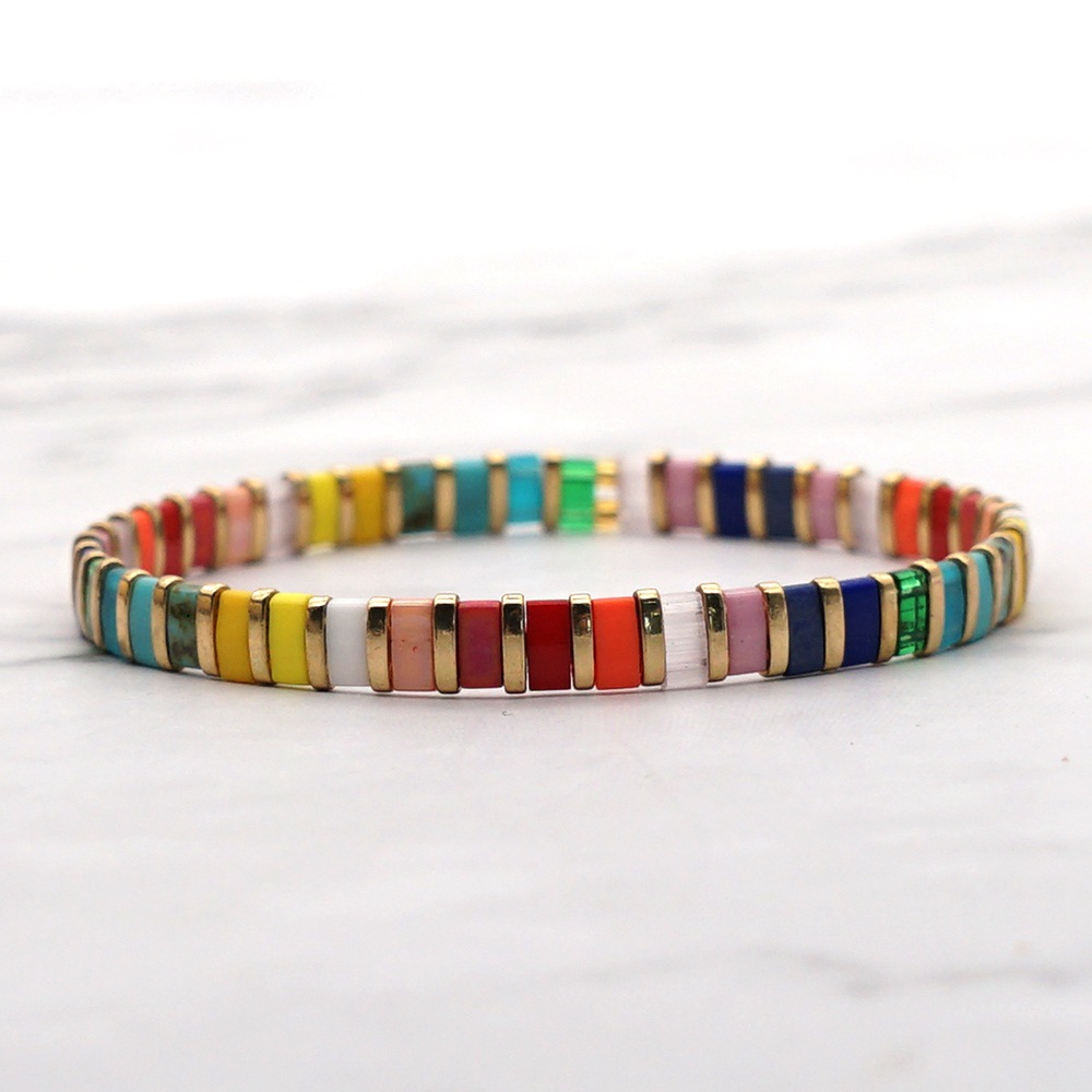 100g Weight No Inlaid Inlay Material Bracelets Classification Anniversary, Business Occasion Square Pattern Women'S Gender Knitting Design Fashion Style Wholesale Jewelry Simple Ethnic Style Colorfule Beaded Bracelet Nihaojewelry 2