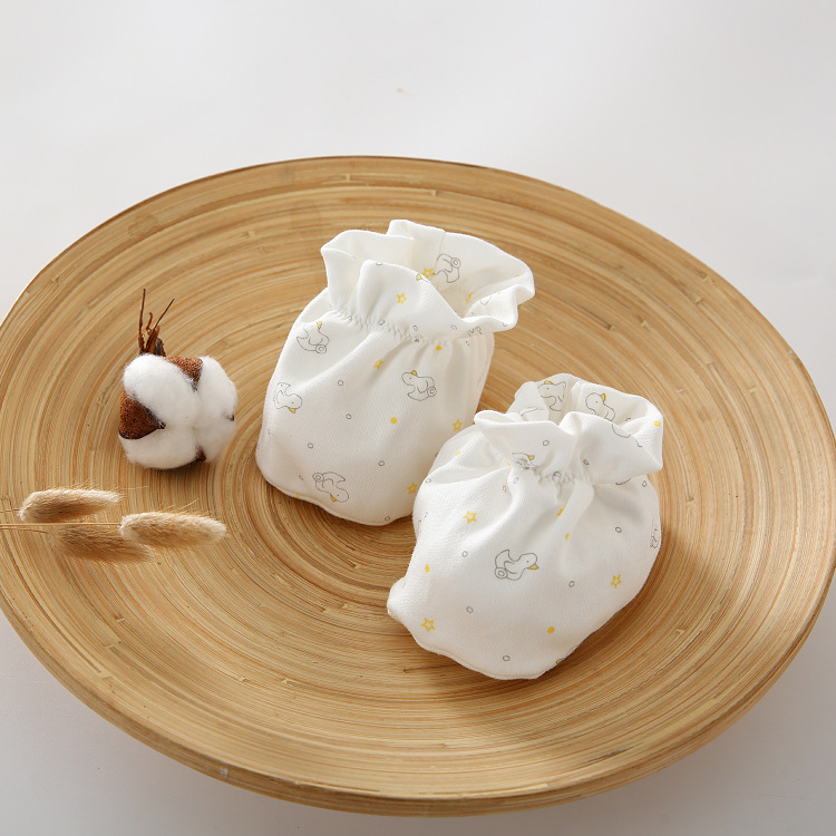 2020新款婴儿针织手套脚套防抓脸神器宝宝纯棉透气脚套四季款|ru