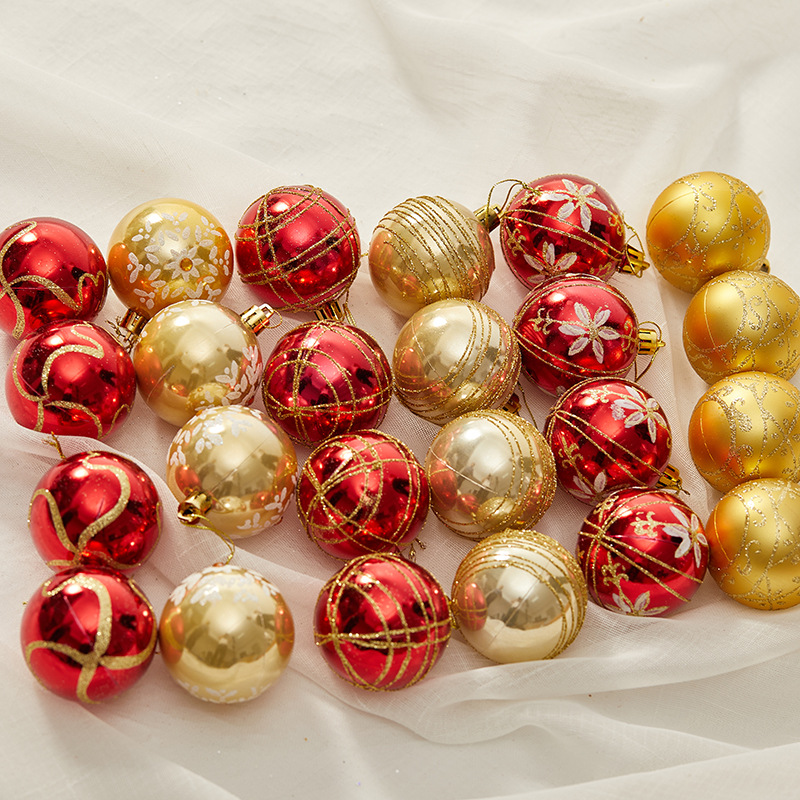Bola pintada de Navidad blanca de 6cm bola pintada a mano adorno de Navidad colgante colgante colgante colgante de techo decoración de árbol de Navidad