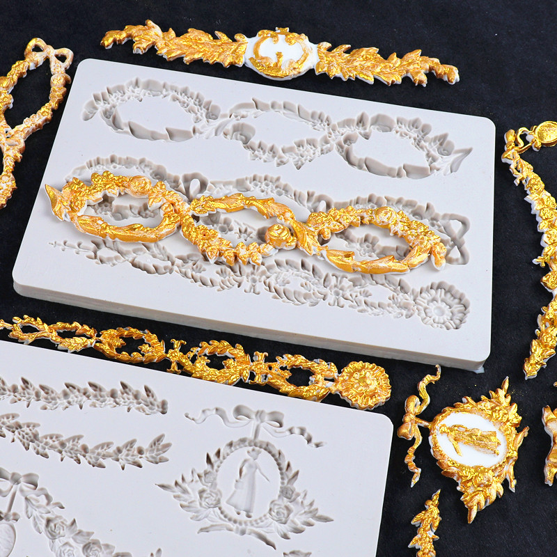 Estilo europeo en relieve molde de silicona fondant decoración de la boda herramienta de molienda para hornear ritmo seco molde de chocolate molde de la torta