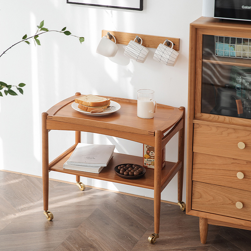 Pocket car Northern Europe solid wood Side table Corner table Hand Japanese move Storage Tea Trolley Shelf