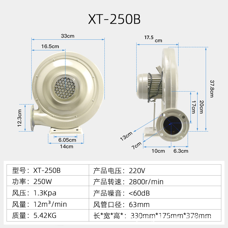 中压风机离心式鼓风机木工吸尘抽排烟气风机炉灶锅工业有效吹风机