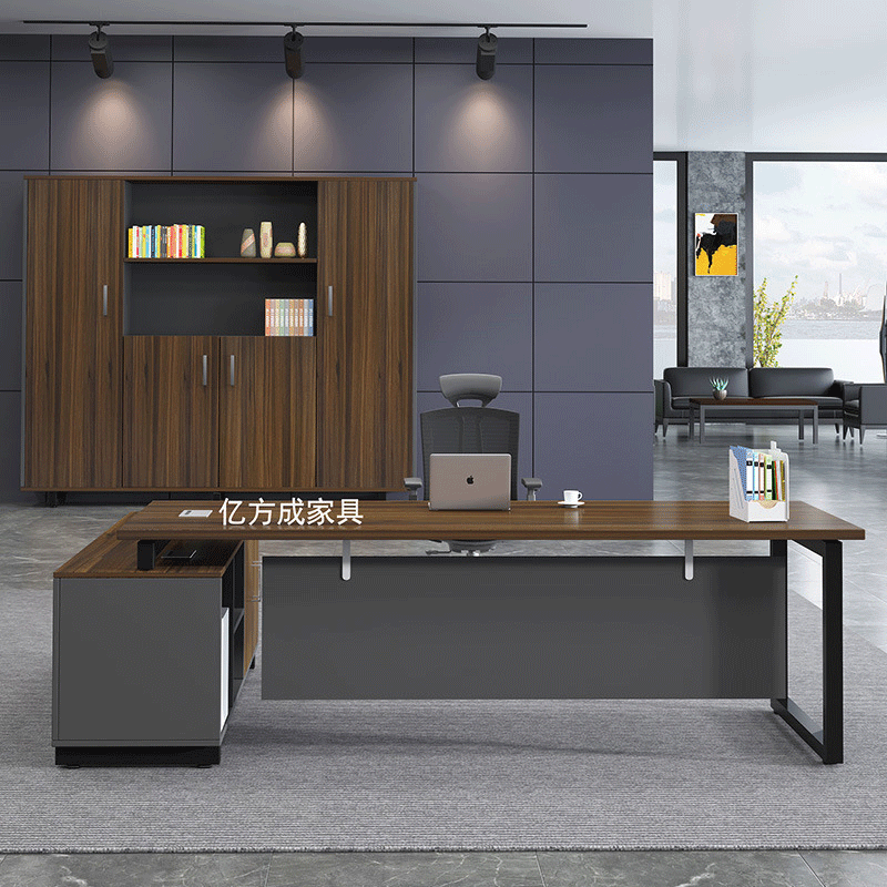 新款現代經理職員辦公桌單人帶櫃主管桌時尚大氣電腦桌批發定制