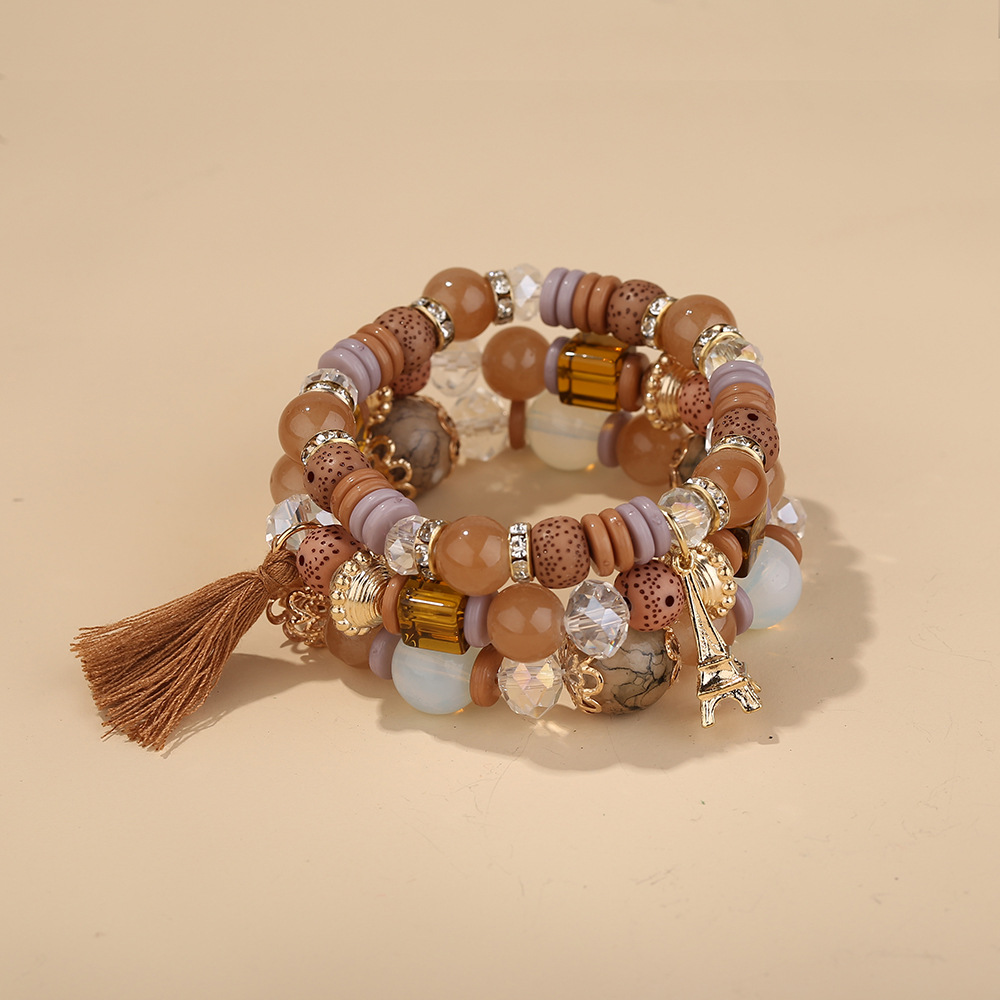 80g Weight Bracelets Classification 1 Piece Quantity Holiday, Travel Occasion Artificial Crystal, Glass Material Colorful Pattern Women'S Gender Beaded, Tassel Design Ethnic Style Style Ethnic Style Colorful Arylic Artificial Crystal Glass Beaded Bracelets Wholesale 5