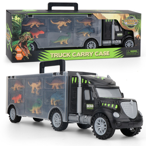 Children's DIY dinosaur storage tractor transport container truck toy set boy's car model toy car cross-border