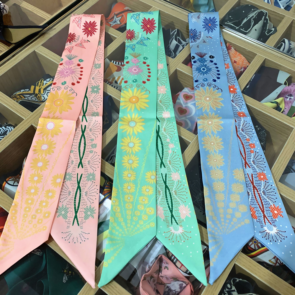 한국어 봄 새로운 타로 카드 작은 데이지 숙녀 포장 가방 핸들 리본 헤어 밴드 작은 Neckerchief 스카프 도매