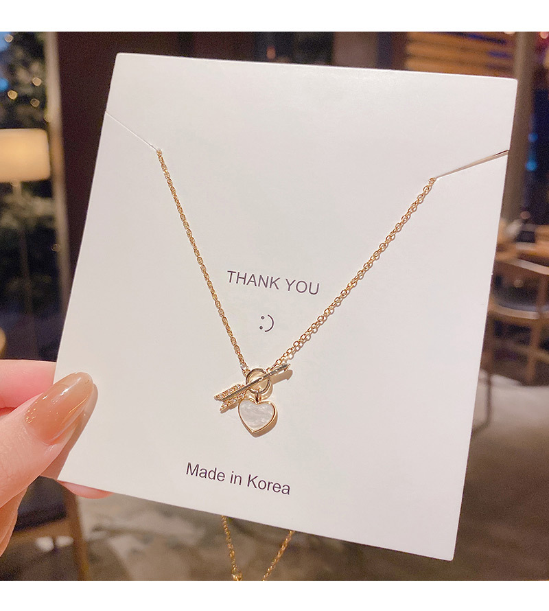 Korean Exquisite Tide One Arrow Through The Heart Necklace Titanium Steel Simple Heart Clavicle Chain display picture 2