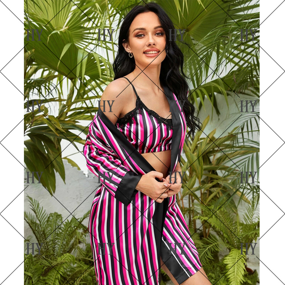 color vertical stripes summer thin sexy fashionable sexy pajamas NSYO22082