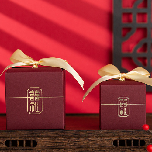 Wedding Candy Box, Red Packet Box for Wedding, Small Square Box, Ins Style Wedding Candy Bag, Chinese Wedding Souvenir Box 