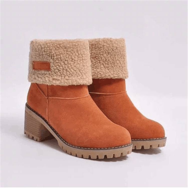 Large Size Martin Boots, Women's European And American New Round Head, Two Wear Thick Heel Cotton Boots, Warm High-heeled Snow Boots