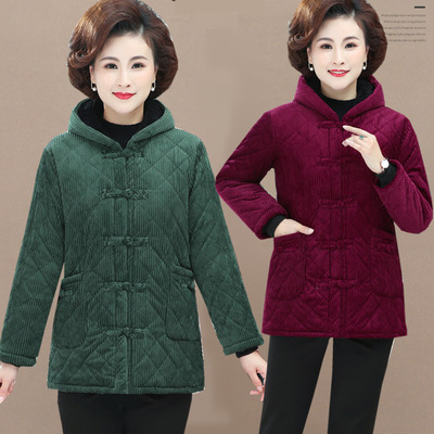 Middle and old age Cotton padded dress coat thickening mom Winter clothes cotton-padded jacket Plush keep warm Cotton Add fertilizer enlarge 200 Jin