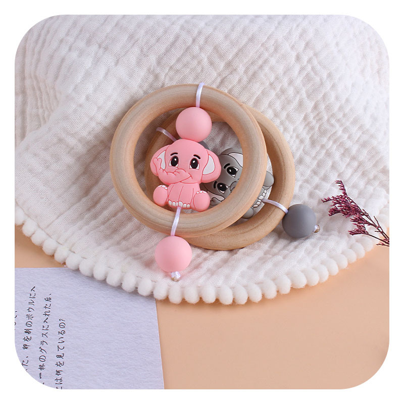Bebé agarre de la mano de madera ejercicio agarre juguete mordedor creativo de silicona elefante juguete bebé mordedor palo dientes Shaper